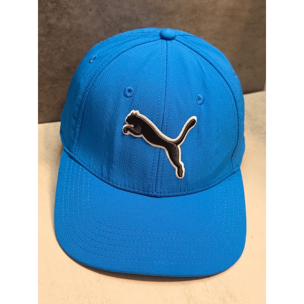 Puma Mens Electric Blue Ripstop Big Cat Logo Embroidered Baseball Hat Cap L/XL